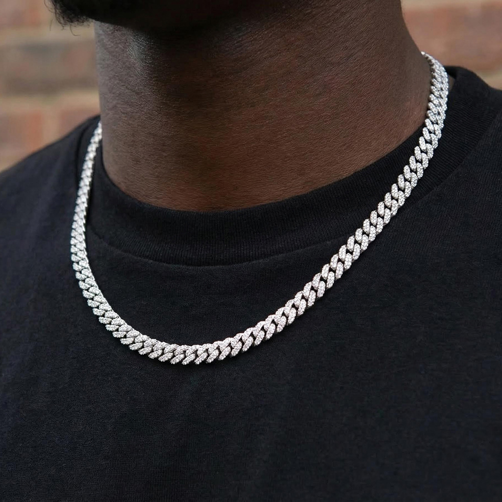 6mm Single Row S925 & Moissanite Diamond Cuban Link Chain 6mm Single Row S925 & Moissanite Diamond Cuban Link Chain