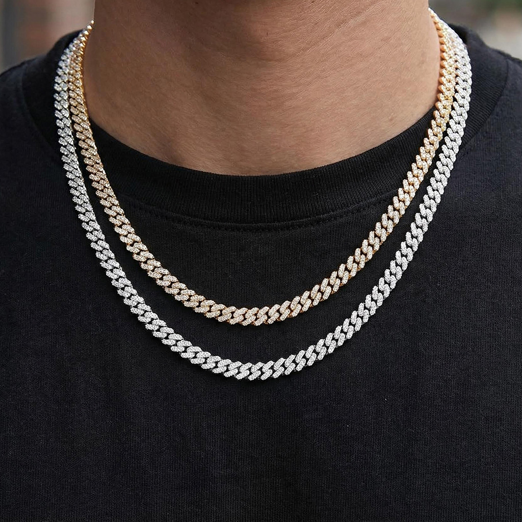 6mm Single Row S925 & Moissanite Diamond Cuban Link Chain 6mm Single Row S925 & Moissanite Diamond Cuban Link Chain