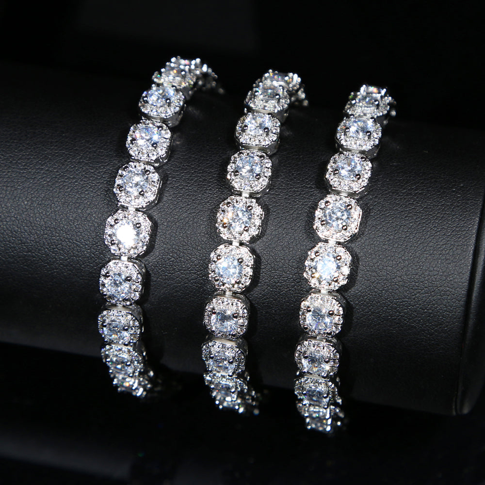 8mm S925 & Moissanite Clustered Tennis Bracelet In White Gold