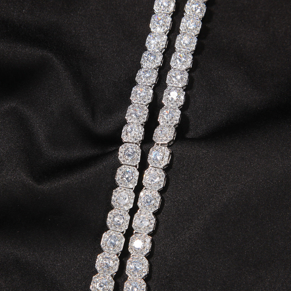 8mm S925 & Moissanite Clustered Tennis Bracelet In White Gold