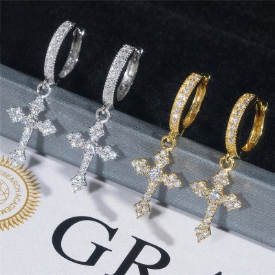 S925 & Moissanite Cross Hoop Earrings