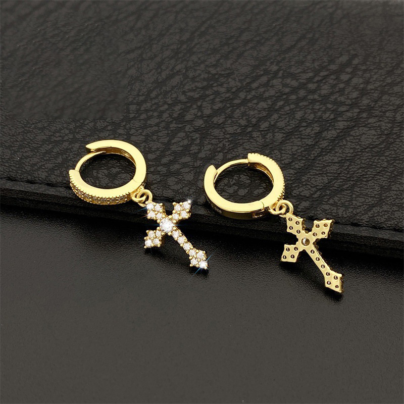 S925 & Moissanite Cross Hoop Earrings