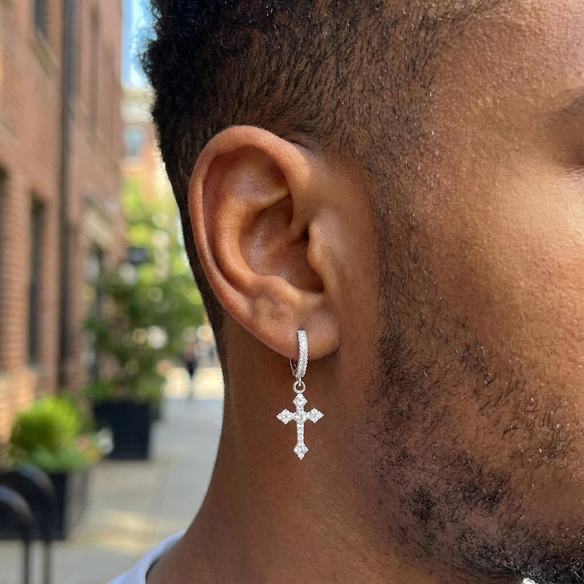 S925 & Moissanite Cross Hoop Earrings S925 & Moissanite Cross Hoop Earrings