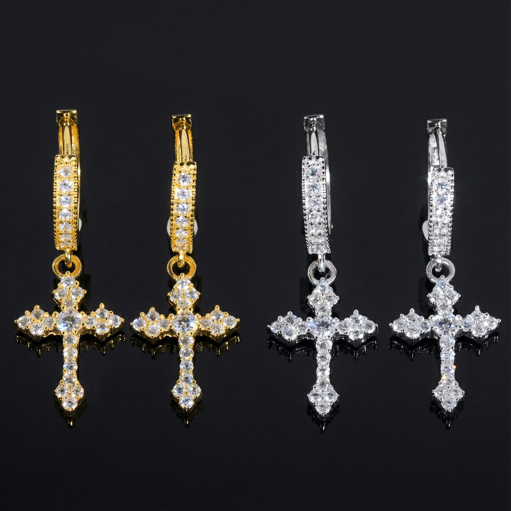 S925 & Moissanite Cross Hoop Earrings S925 & Moissanite Cross Hoop Earrings