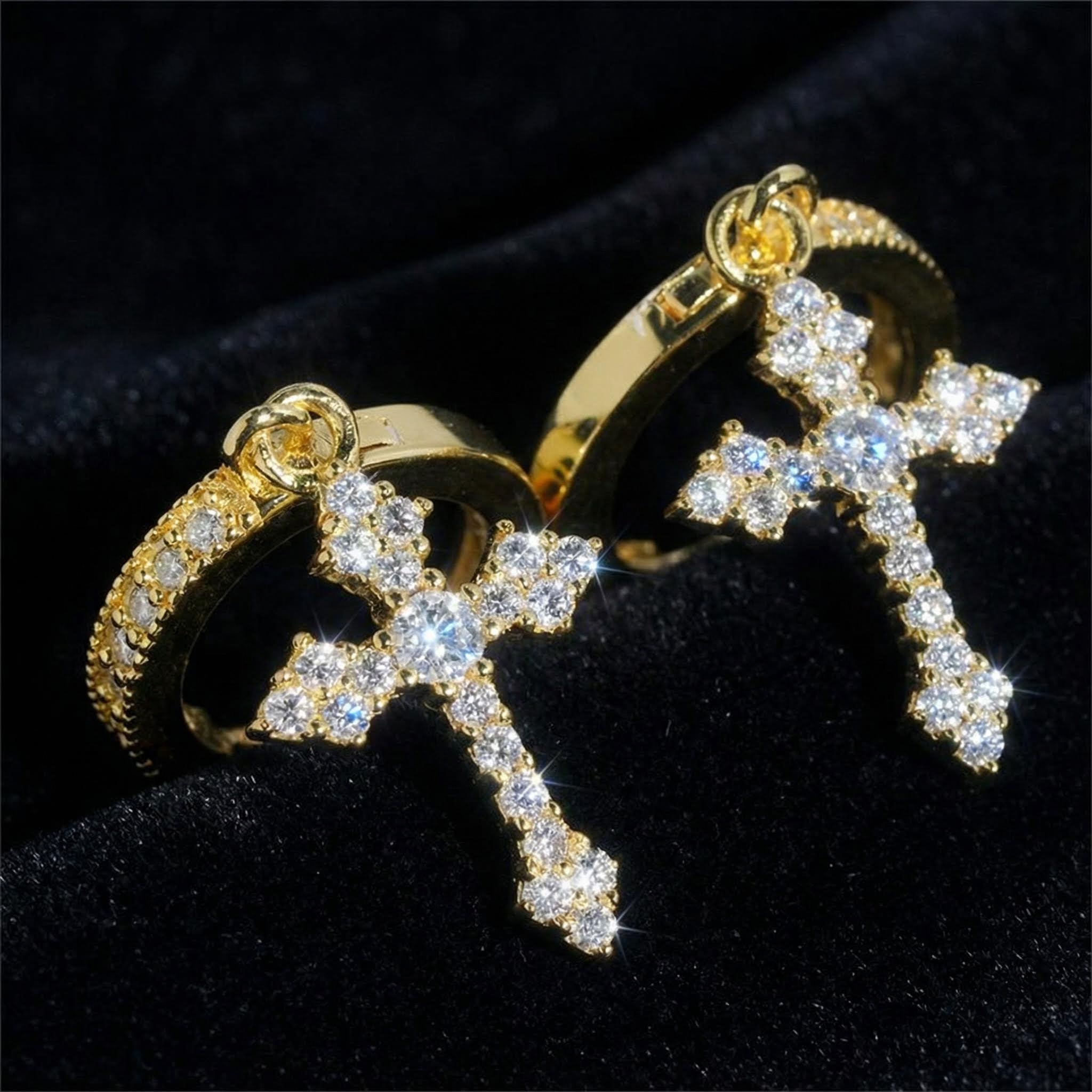 S925 & Moissanite Cross Hoop Earrings S925 & Moissanite Cross Hoop Earrings