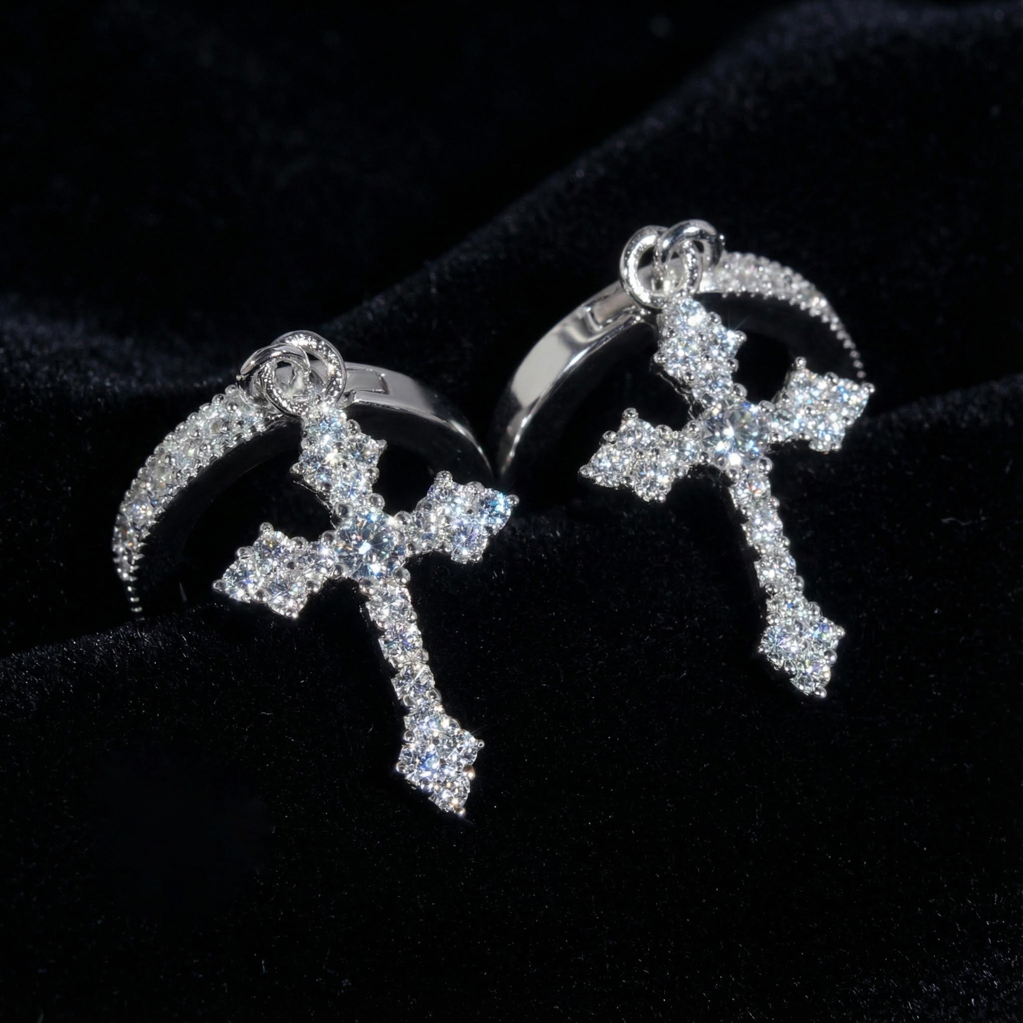 S925 & Moissanite Cross Hoop Earrings S925 & Moissanite Cross Hoop Earrings