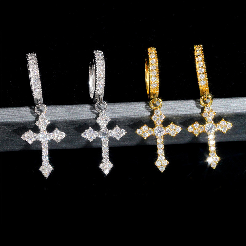 S925 & Moissanite Cross Hoop Earrings S925 & Moissanite Cross Hoop Earrings