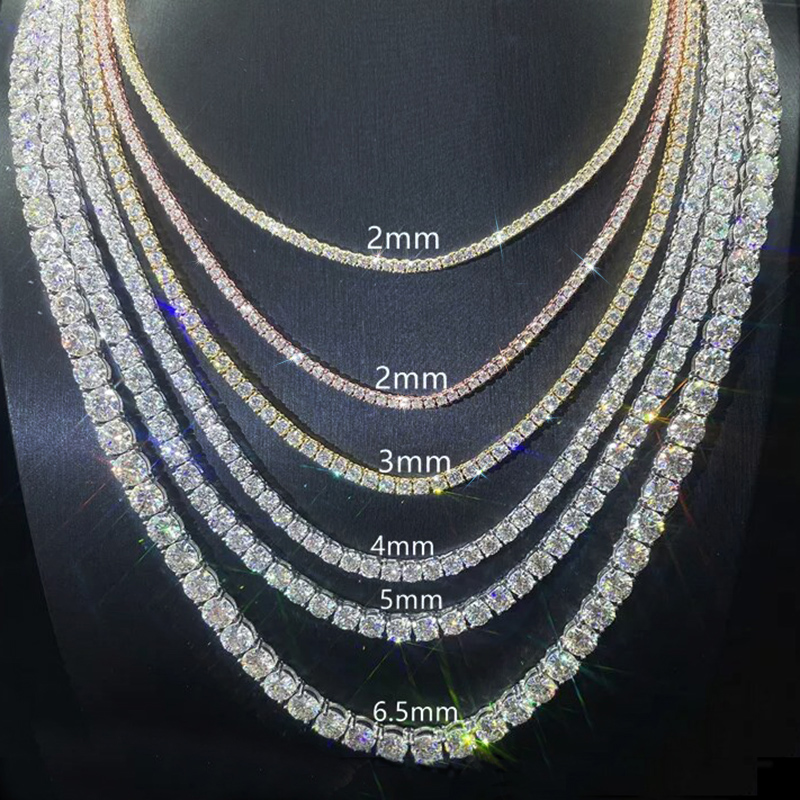 2mm/3mm/4mm/5mm/6.5mm S925 & Moissanite Tennis Chain