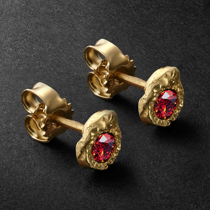 S925 & Moissanite Nugget Stud Earrings In Gold Plating