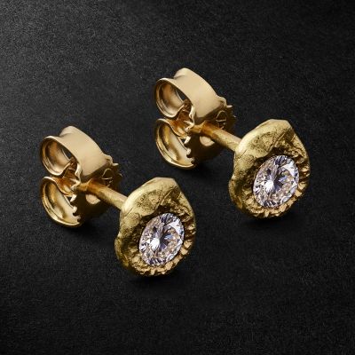 S925 & Moissanite Nugget Stud Earrings In Gold Plating