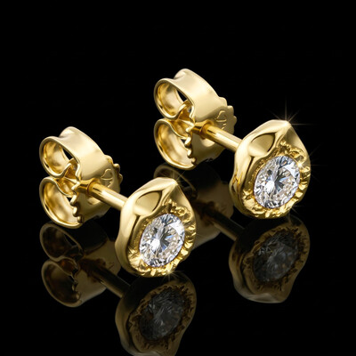 925 Silver & VVS1 Moissanite Nugget Stud Earrings In Gold Plating