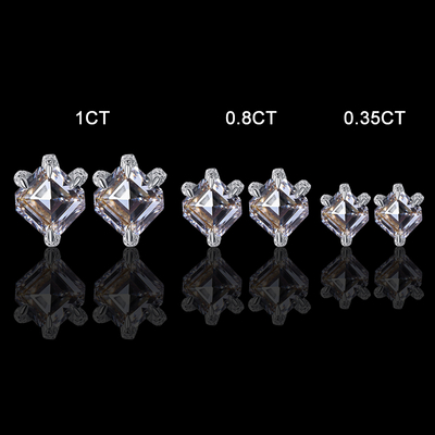 925S & Moissanite Asscher Cut 0.35Ct/0.8Ct/1Ct Dragon Claw Stud Earrings