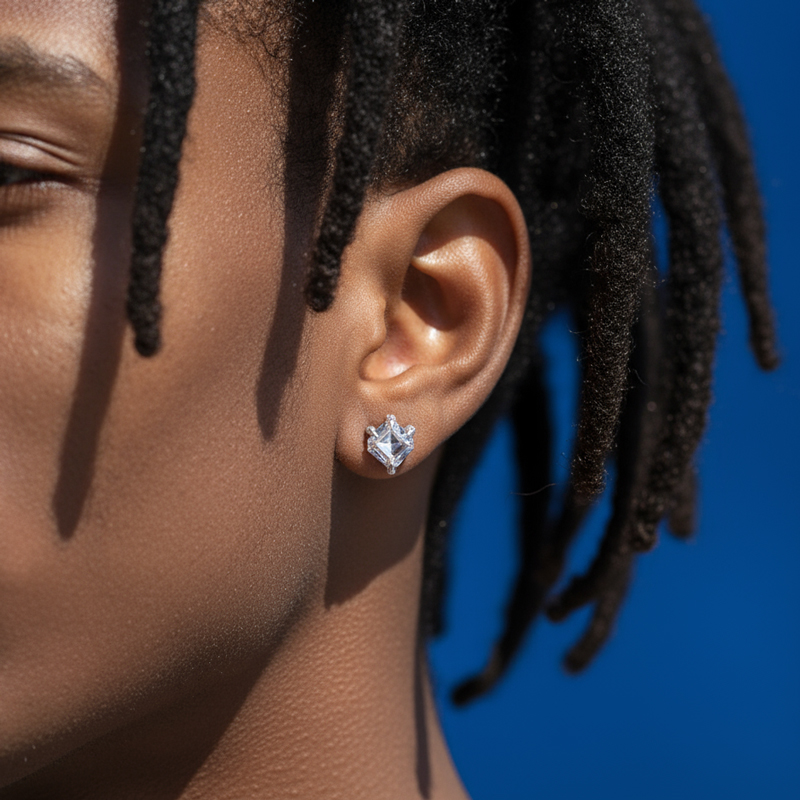 925S & Moissanite Asscher Cut 0.35Ct/0.8Ct/1Ct Dragon Claw Stud Earrings