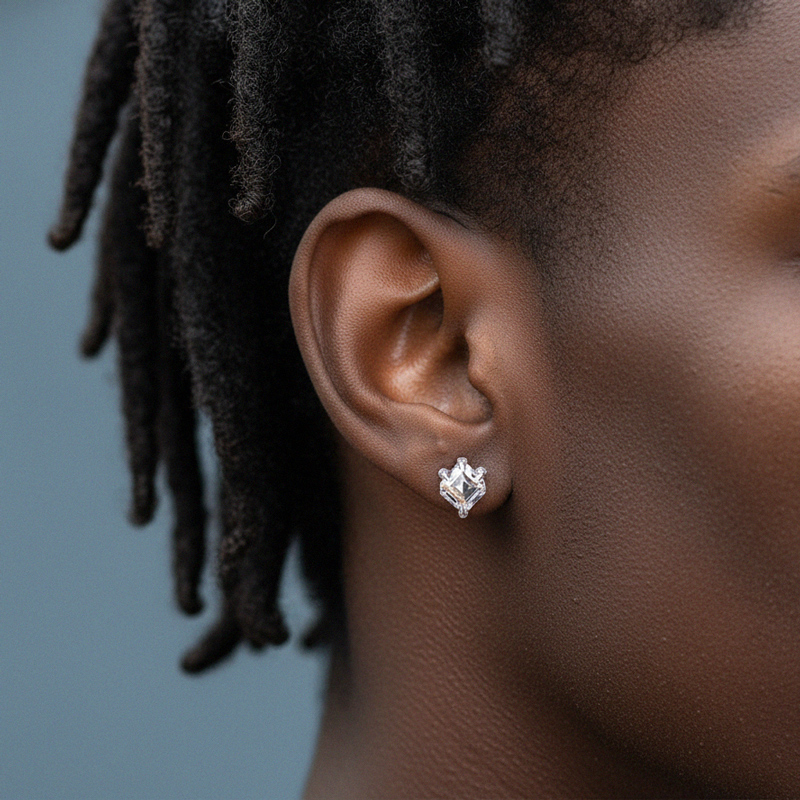 925S & Moissanite Asscher Cut 0.35Ct/0.8Ct/1Ct Dragon Claw Stud Earrings