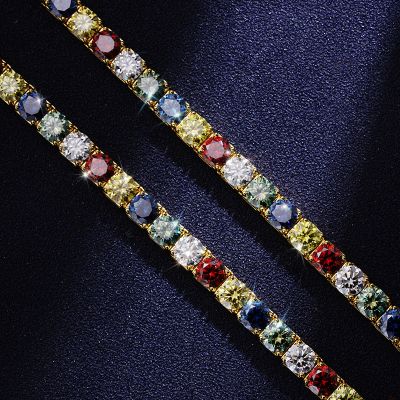 925 & Moissanite 6.5mm Colorful Tennis Chain