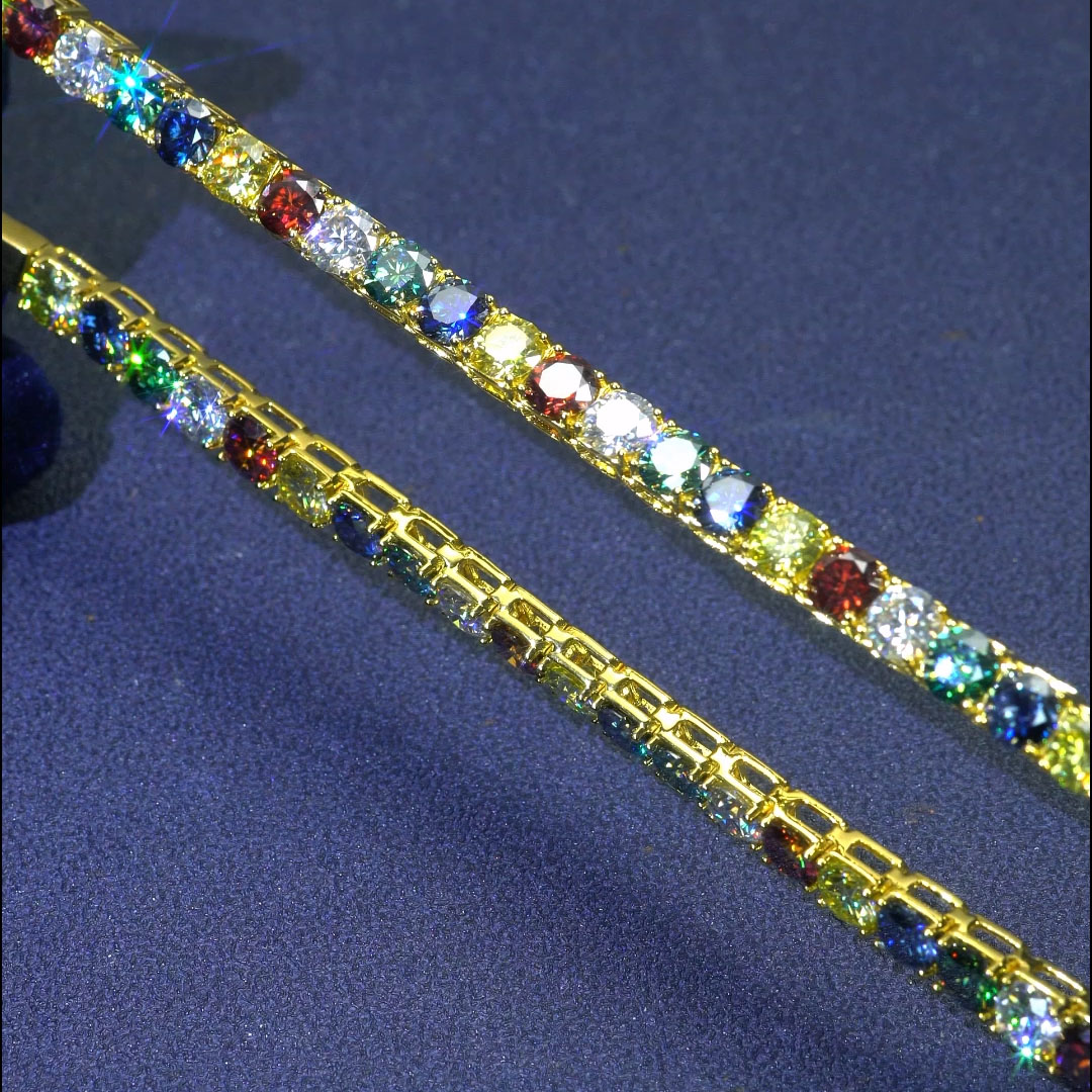 925 & Moissanite 6.5mm Colorful Tennis Chain