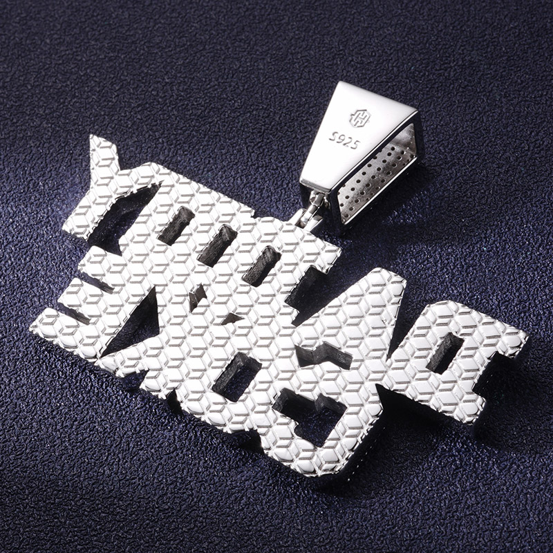 925S & VVS Moissanite Custom Baguette Cut Name Pendant