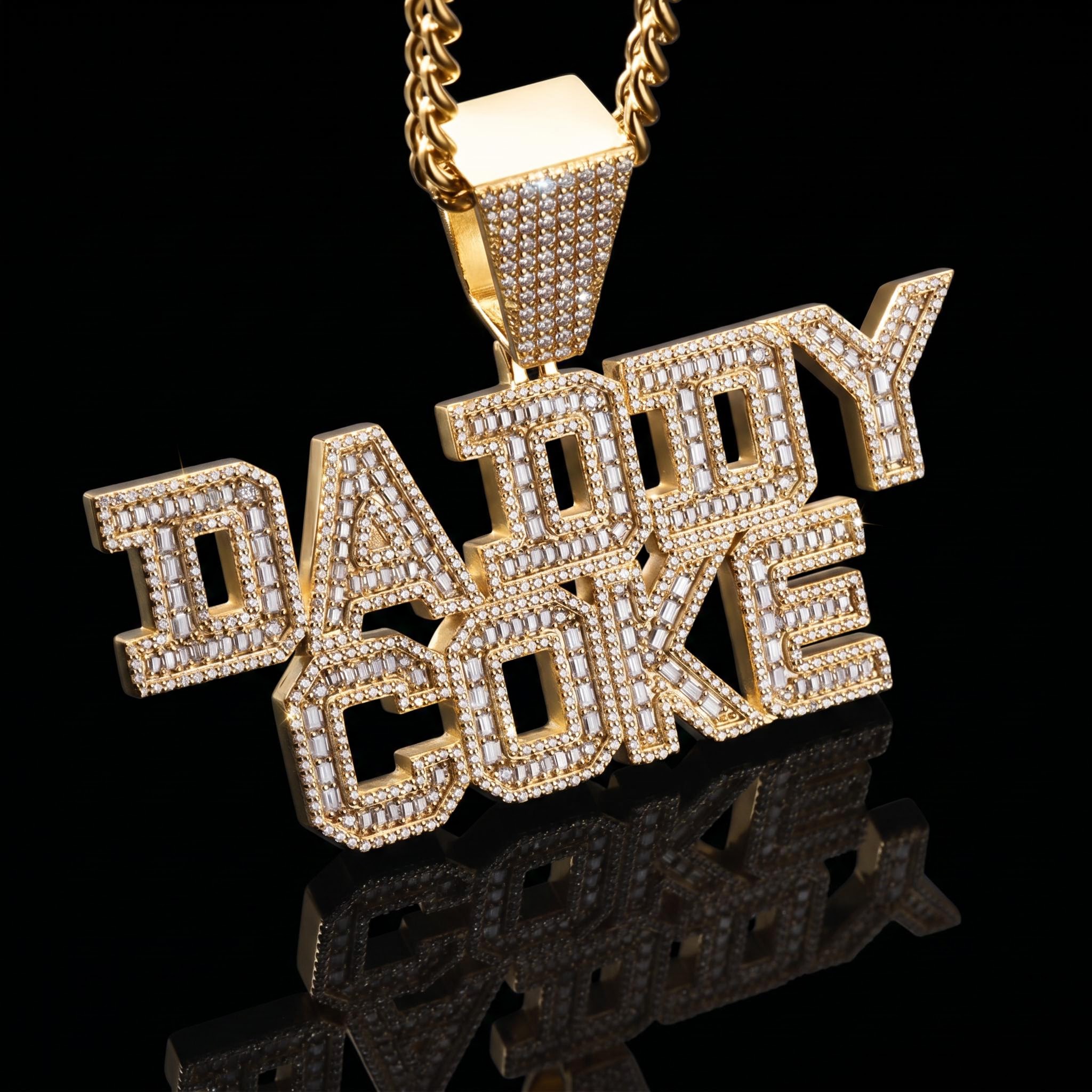 925 Silver & VVS1 Moissanite Custom Baguette Cut Name Pendant
