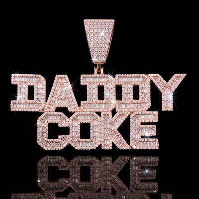 925 Silver & VVS1 Moissanite Custom Baguette Cut Name Pendant