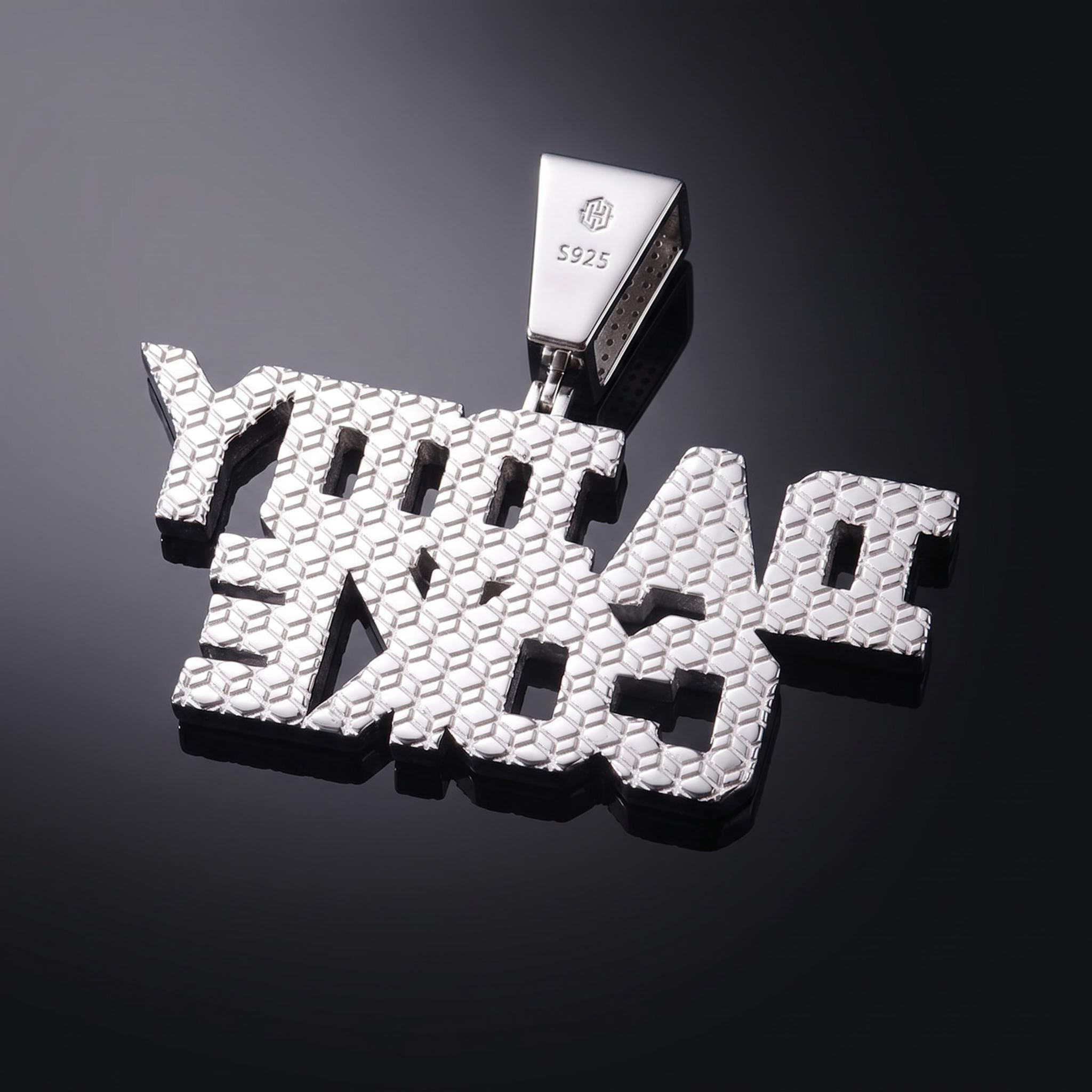 925 Silver & VVS1 Moissanite Custom Baguette Cut Name Pendant