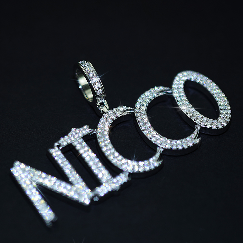 S925 & VVS Moissanite Custom Micro Paved Name Letter Pendant