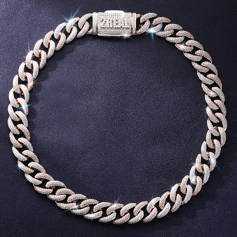 20mm S925 & Moissanite Three Row Cuban Link Chain with Custom Name/Letter Box Clasp