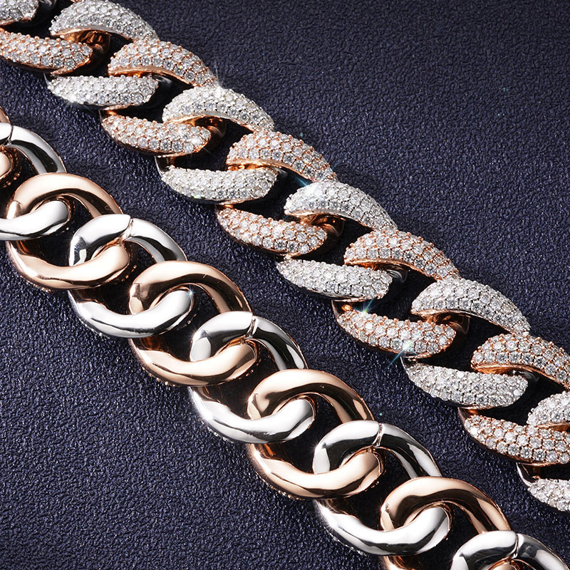 20mm S925 & Moissanite Three Row Cuban Link Chain with Custom Name/Letter Box Clasp
