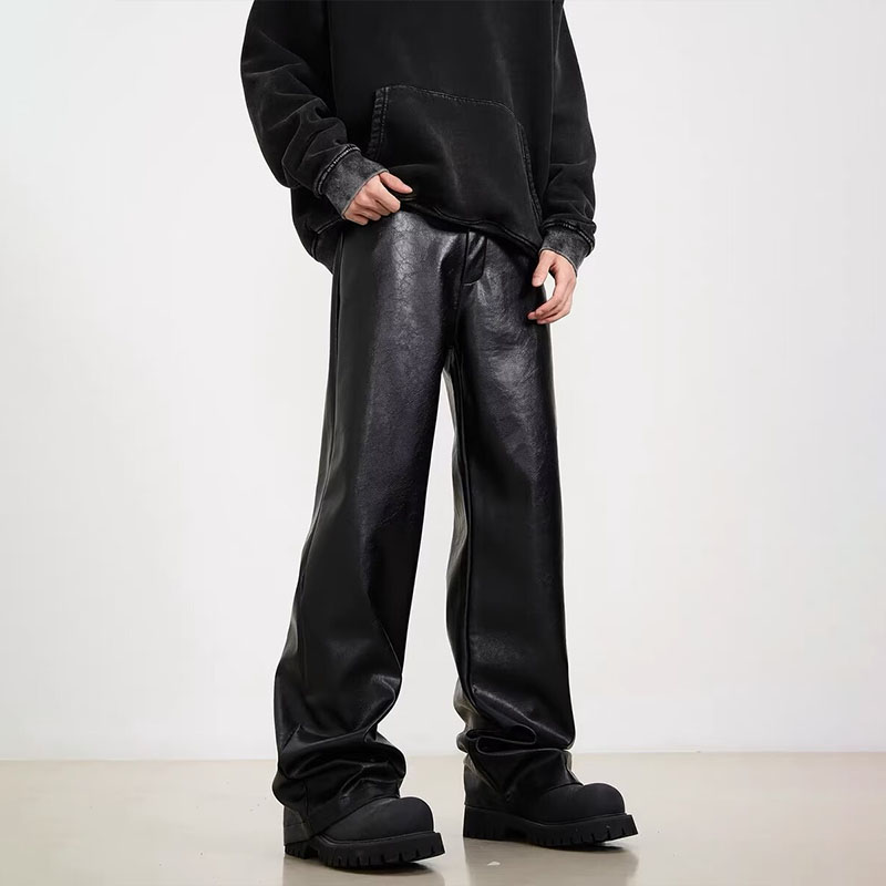 Vintage Matte Casual Leather Pants