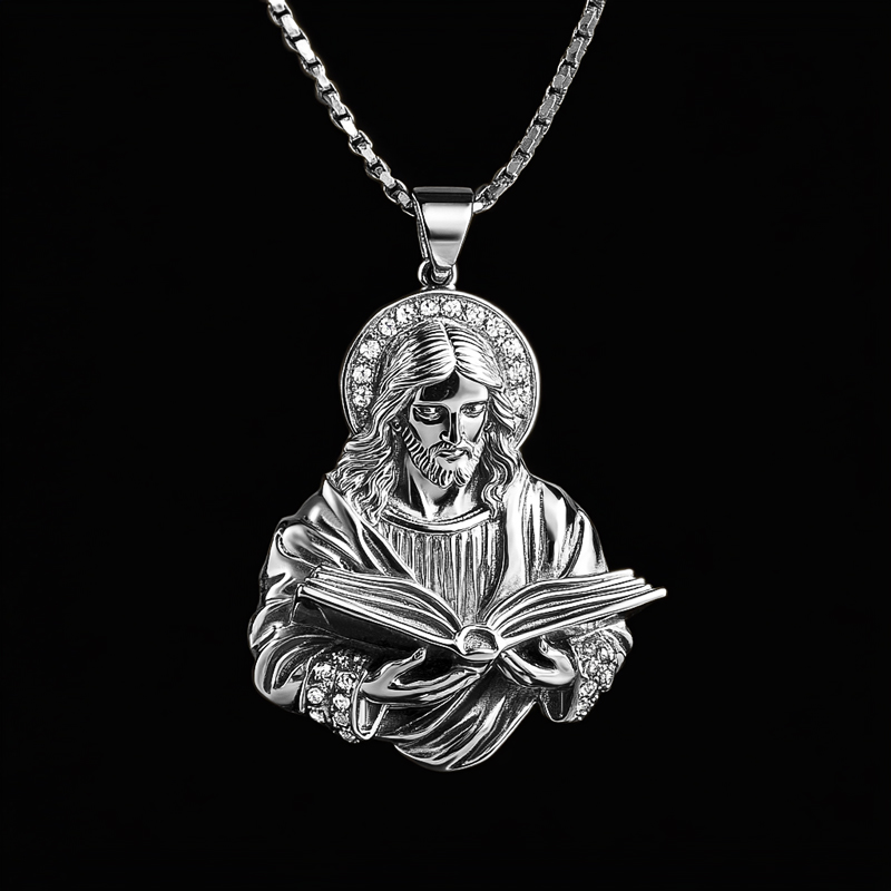 Reading Book Jesus Head Pendant