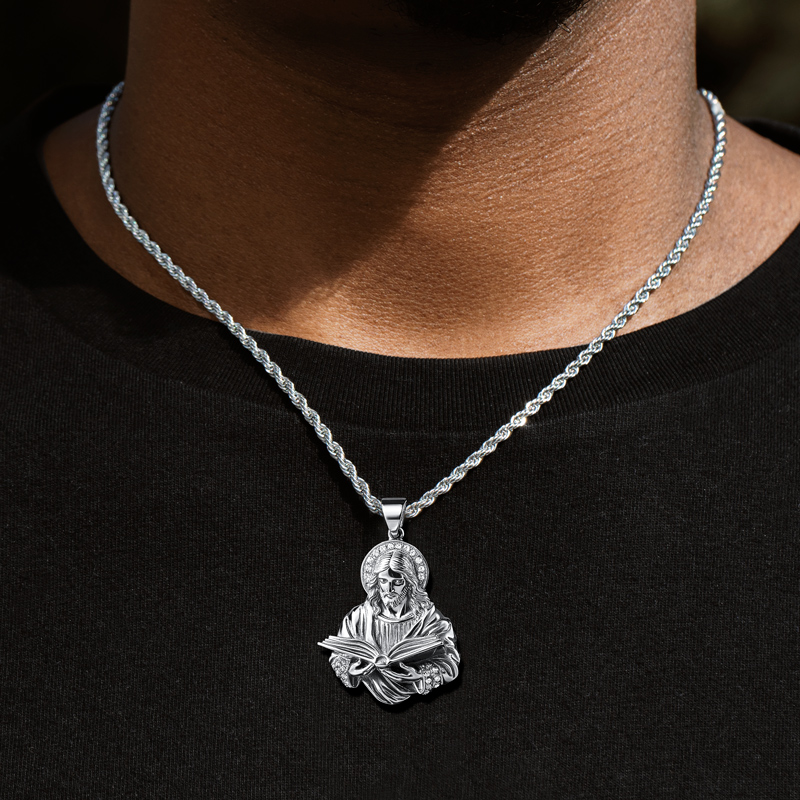 Reading Book Jesus Head Pendant