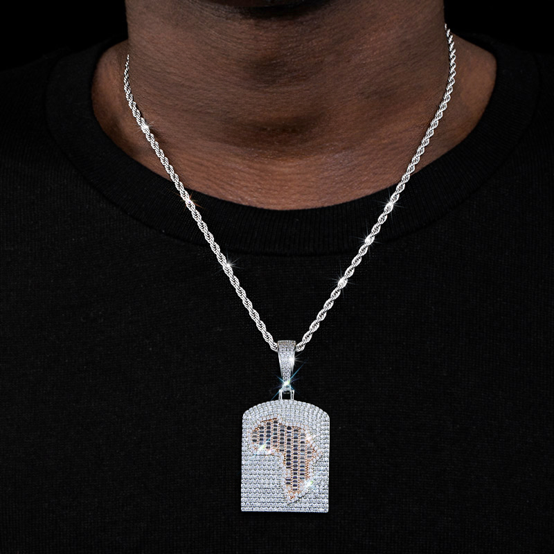 Iced Shield Africa Map Pendant