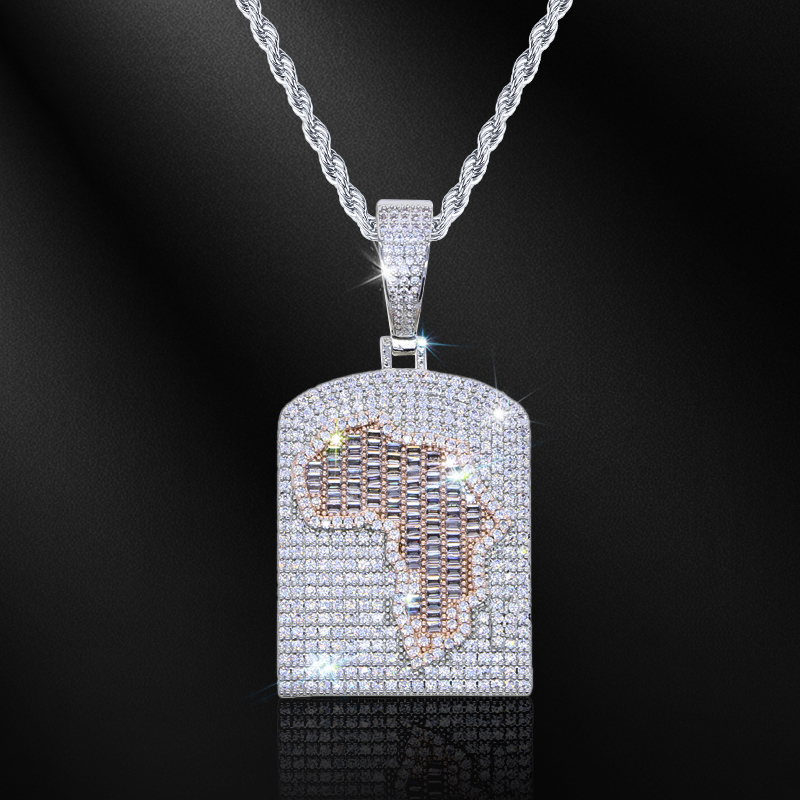 Iced Shield Africa Map Pendant