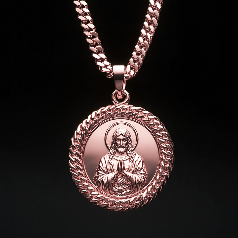 Jesus with Cuban Chain Circle Pendant