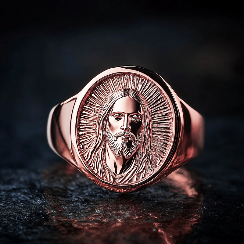 Jesus Head Oval Signet Ring