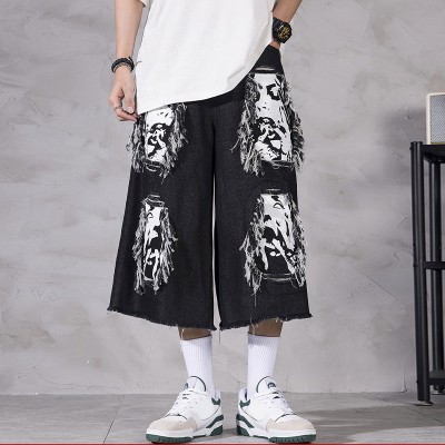 Hip Hop Digital Print Skull Jeans