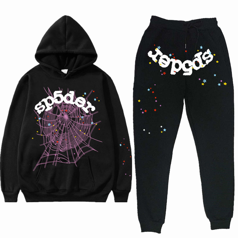 Hip Hop Spider Print Hoodie Set