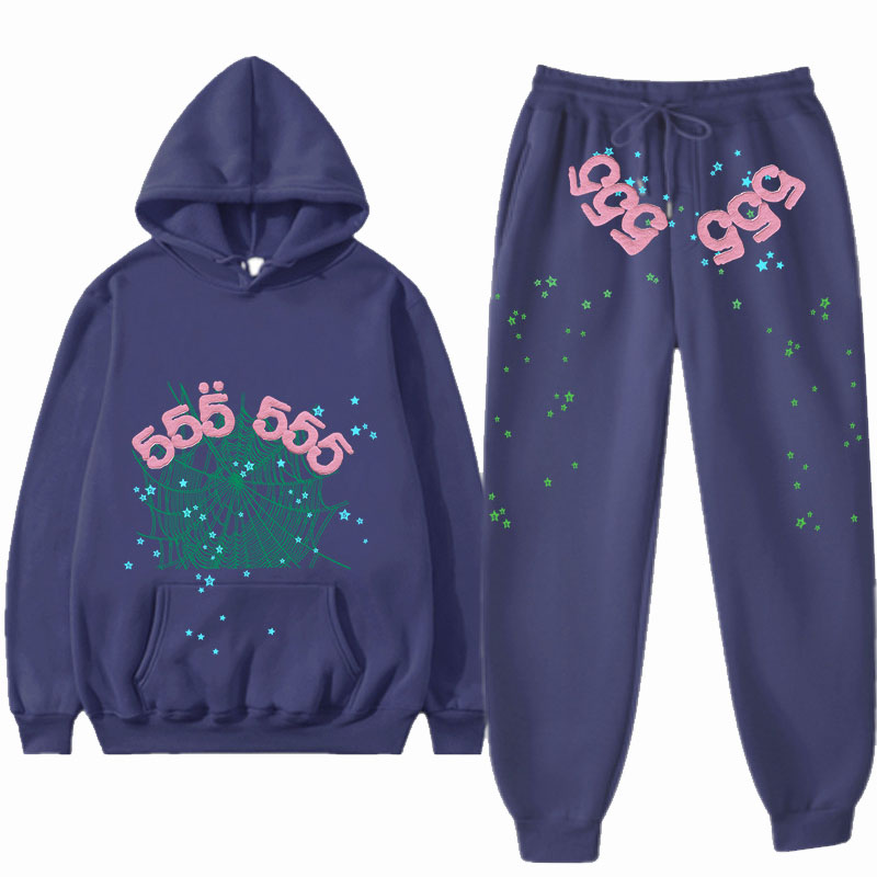 Hip Hop Spider Print Hoodie Set