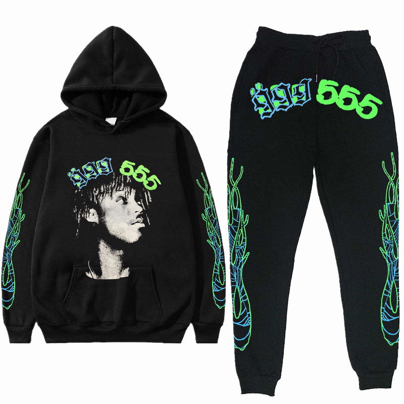 Hip Hop Spider Print Hoodie Set