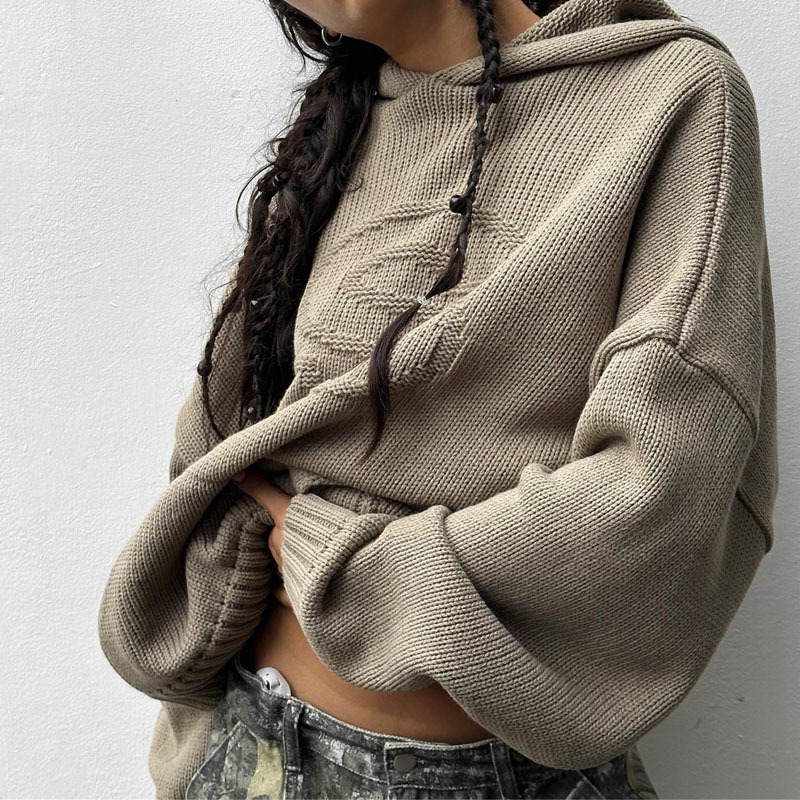 Vintage Jacquard Hooded Sweater