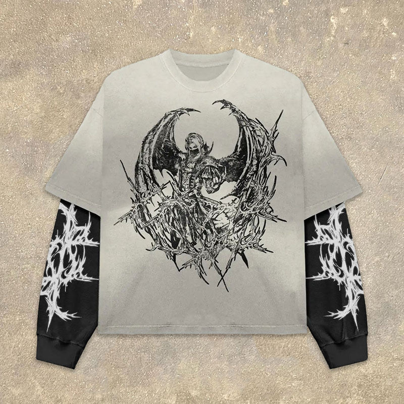 Goth Vintage Print Long Sleeve T-Shirt