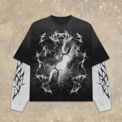 Goth Vintage Print Long Sleeve T-Shirt