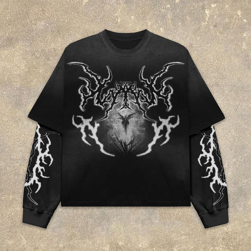 Goth Vintage Print Long Sleeve T-Shirt