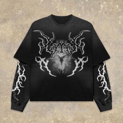 Goth Vintage Print Long Sleeve T-Shirt