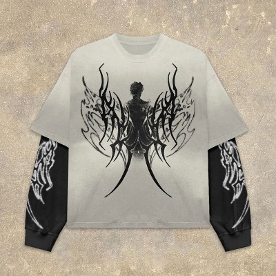 Goth Vintage Print Long Sleeve T-Shirt