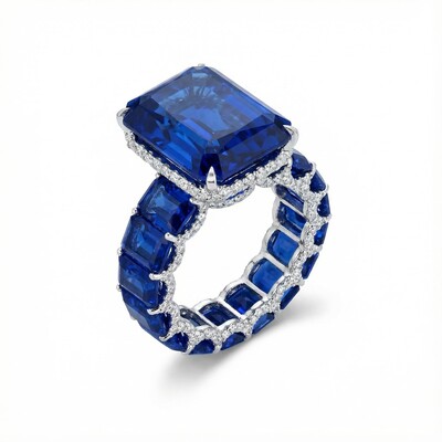 14.22 CT Luxury Fancy Yellow/Amethyst/Sapphire Radiant Cut Pave Halo Engagement Ring