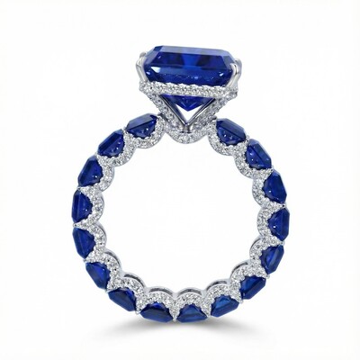 14.22 CT Luxury Fancy Yellow/Amethyst/Sapphire Radiant Cut Pave Halo Engagement Ring