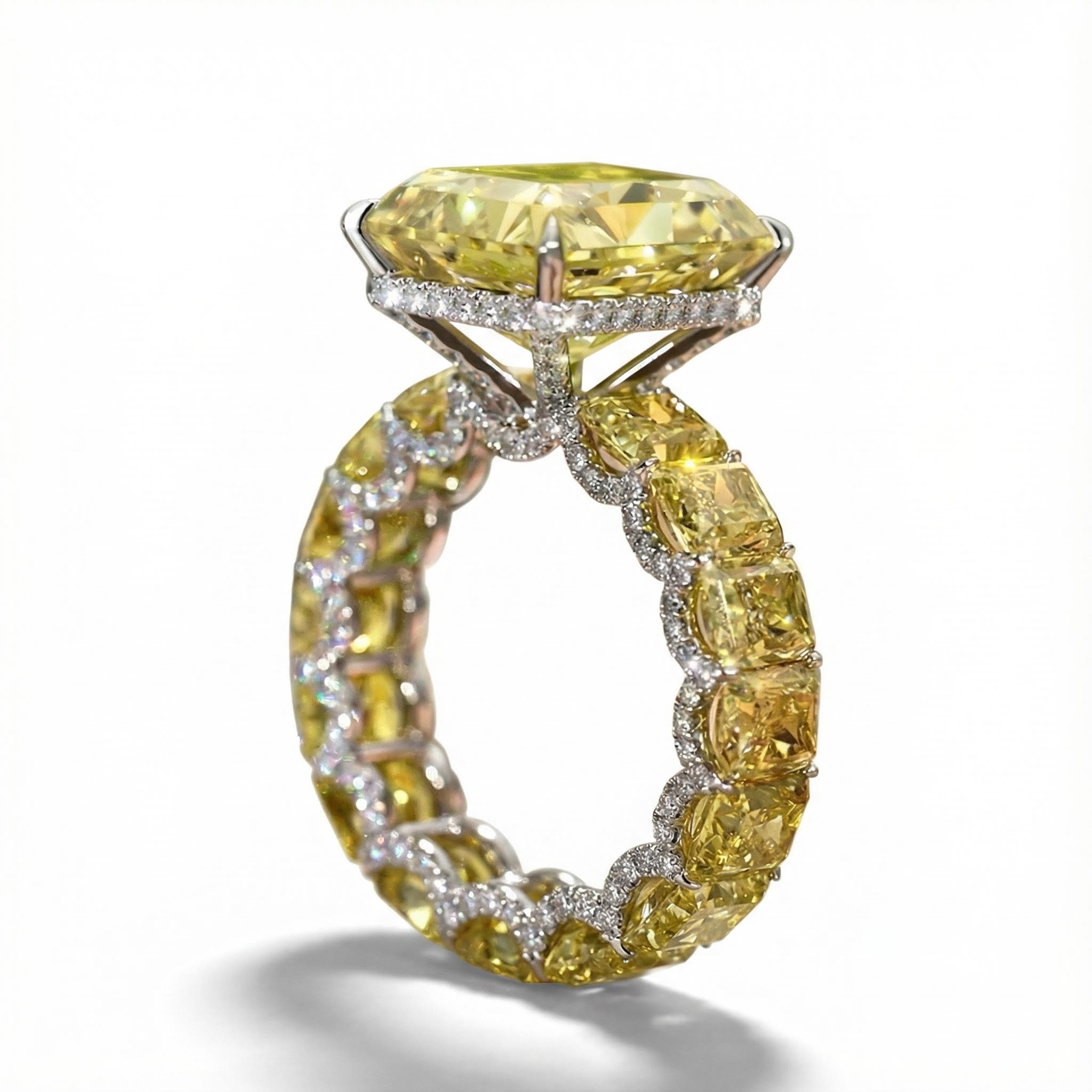 14.22 CT Luxury Fancy Yellow/Amethyst/Sapphire Radiant Cut Pave Halo Engagement Ring 14.22 CT Luxury Fancy Yellow/Amethyst/Sapphire Radiant Cut Pave Halo Engagement Ring