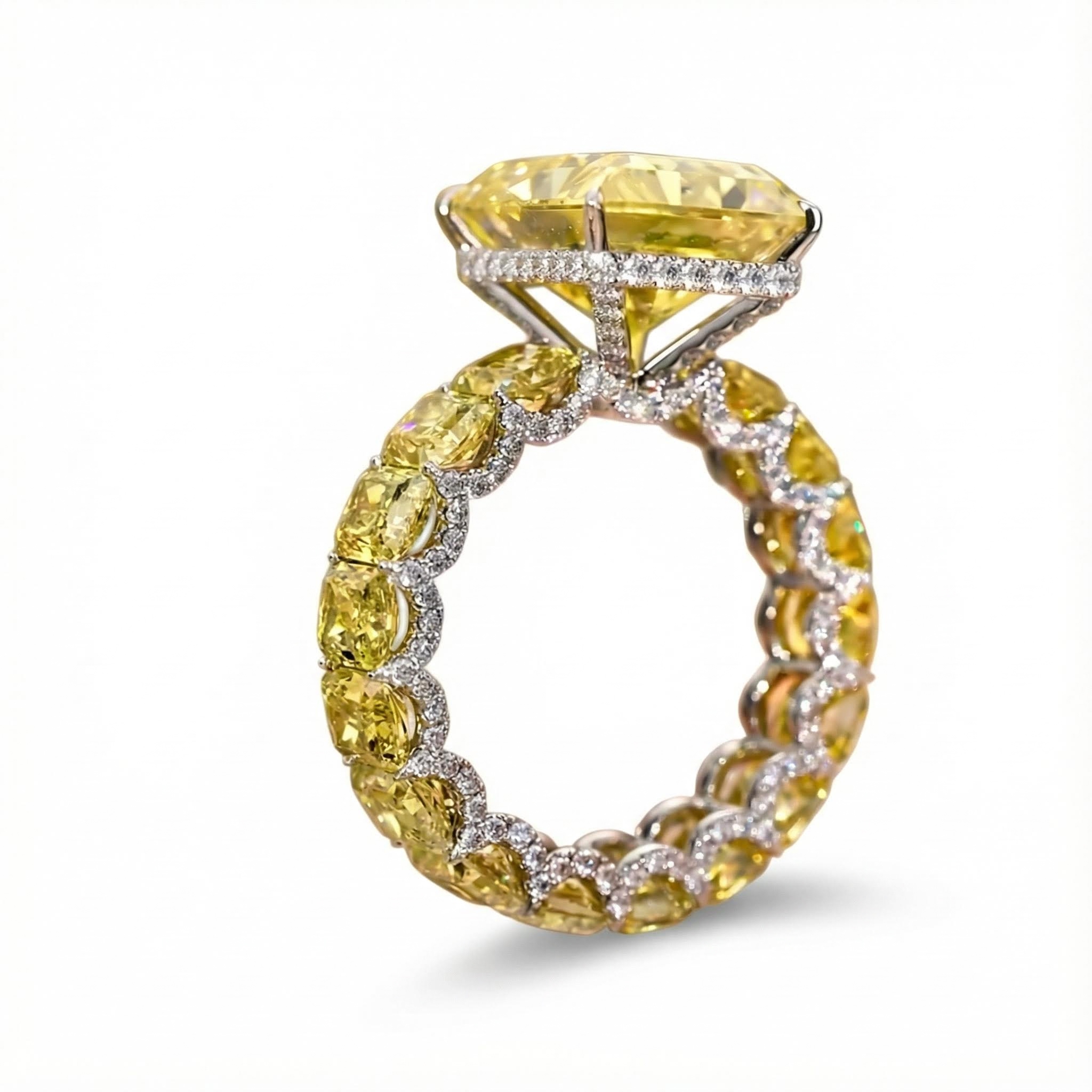 14.22 CT Luxury Fancy Yellow/Amethyst/Sapphire Radiant Cut Pave Halo Engagement Ring 14.22 CT Luxury Fancy Yellow/Amethyst/Sapphire Radiant Cut Pave Halo Engagement Ring