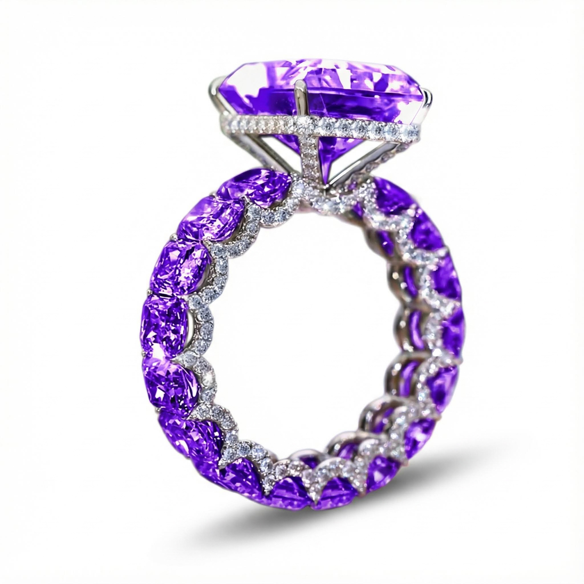 14.22 CT Luxury Fancy Yellow/Amethyst/Sapphire Radiant Cut Pave Halo Engagement Ring 14.22 CT Luxury Fancy Yellow/Amethyst/Sapphire Radiant Cut Pave Halo Engagement Ring