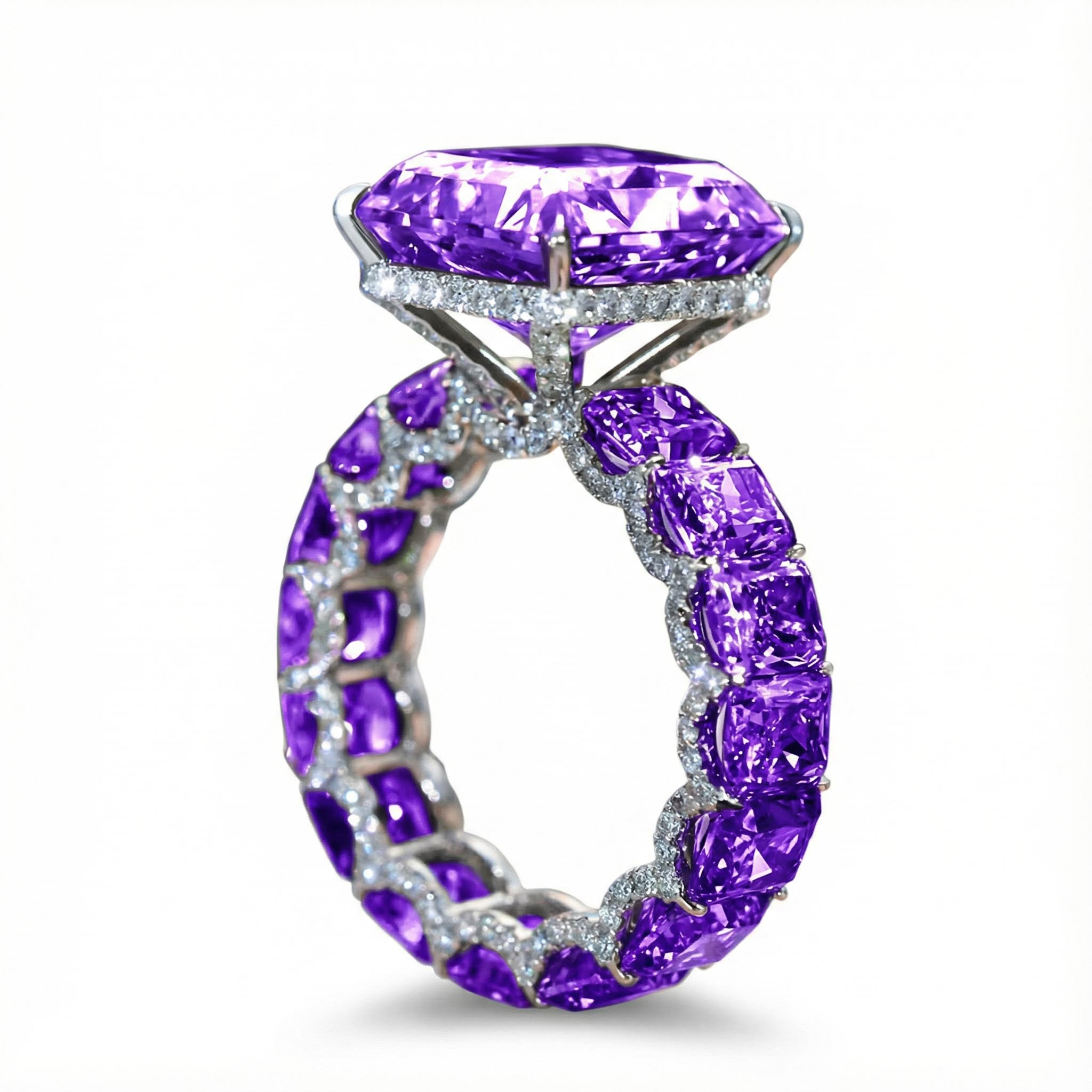 14.22 CT Luxury Fancy Yellow/Amethyst/Sapphire Radiant Cut Pave Halo Engagement Ring 14.22 CT Luxury Fancy Yellow/Amethyst/Sapphire Radiant Cut Pave Halo Engagement Ring